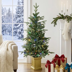 HOMCOM Sztuczna choinka, 120 cm, 110 LED, 147 końcówek, 2 kolory światła, pilot | Aosom PL