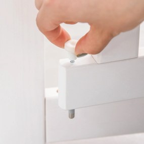 PawHut Bramka Zabezpieczająca dla Psów 4-elementowa, 220 x 91 cm Składana Bramka z Drzwiami, Wolnostojąca, z 2 Podpórkami, Ażurowa, Drewniana, na Korytarz, Kuchnię, Schody, Biała