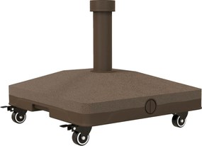 Outsunny Stojak na parasole do 20 kg, wypełniany, kwadratowy stojak z kółkami, dla parasola 22-38 mm, brązowy | Aosom PL