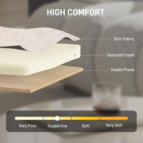 HOMCOM Fotel akcentowy, tapicerowany fotel z ramą i nogami z litego drewna, beżowy | Aosom PL