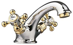 Sapho - Bateria umywalkowa z korkiem ANTEA, złota