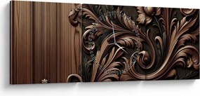 Obraz - Wzór z drewna (z zegarem) (90x30 cm)