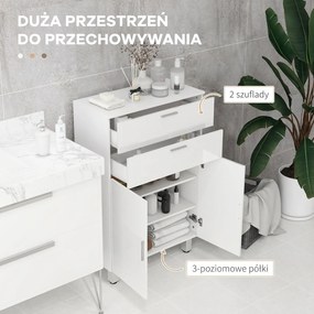 kleankin Szafka Łazienkowa, Komoda, 2 Szuflady, Regulowana Półka, Drewno, Biała