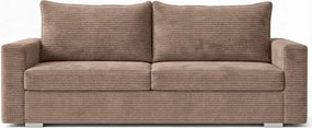Sofa z Funkcją Spania DRAVOS Ciemnobeżowa Sztruksowa Japandi