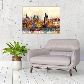 Obraz na szkle - Jesień w malowanym mieście (70x50 cm)