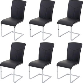 Krzesło do jadalni MCW-F36 (zestaw 6 sztuk),  imitacja skóry, czarne
