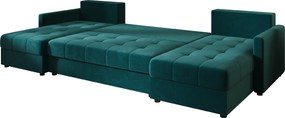 PROMOCJA Rozkładany narożnik do U VENORIA 285x146 cm, petrol + 2 poduszki GRATIS II. gatunek