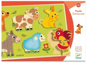 Drewniane puzzle wkładane dla dzieci z motywem zwierząt Djeco