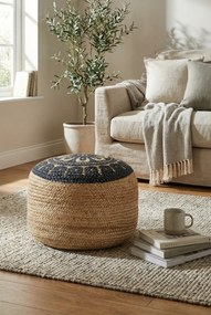 Pufa pleciona z niebieskim nadrukiem E3-K08