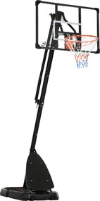 SPORTNOW Stojak na koszykówkę 293-350 cm, kosz do koszykówki ze stojakiem, rolki ze stali