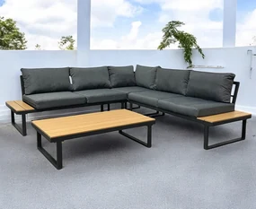 Modułowy narożnik ogrodowy ze stolikiem Tenerife MAS-NM-28, kolor brązowy