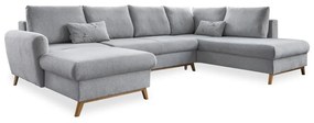 Jasnoszara rozkładana sofa w kształcie litery "U" Miuform Scandic Lagom, prawostronna