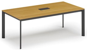 Stół konferencyjny PRIMO INVITATION, 200x100 cm, buk + port blatowy TYP II, czarny
