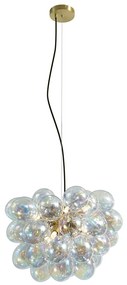 Lampa wisząca Art Deco złota ze szkłem tęczowym 50 cm 8-punktowa - Uvas ArtDeco Oswietlenie wewnetrzne
