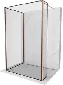 Mexen Kioto ścianka prysznicowa Walk-in 130 x 70 x 30 cm, czarny wzór, miedź szczotkowana - 800-130-070-221-65-70-030