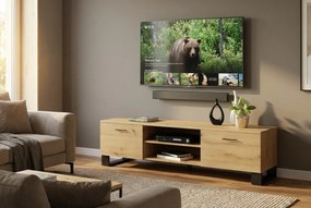 Szafka RTV na czarnych nóżkach dąb artisan W8-F20