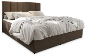 Tapicerowane łóżko boxspring MERALIS 140x200 cm brązowe Materac: Materac sprężynowy Bonell