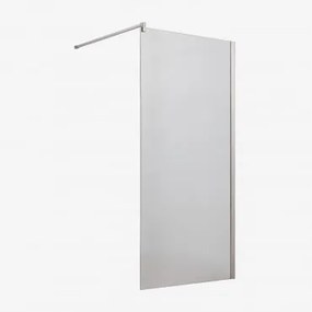 Stała Ścianka Prysznicowa Ze Szkłem Hartowanym 8 Mm I Aluminium Bristol Szczotkowana Szarość & Transparent & 90 X 195 Cm - Sklum