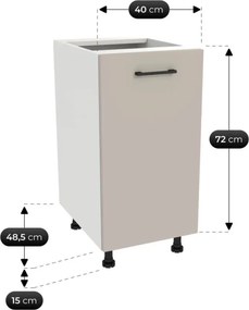 Zestaw Mebli Kuchennych MODERN 200 cm Kaszmir Ryflowany Nowoczesny