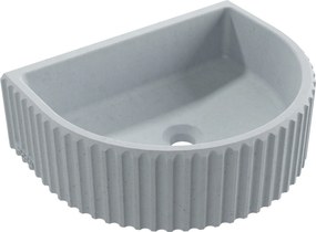 Umywalka betonowa podwieszana / nablatowa półokrągła bez otworu na baterię 45 x 36 cm MUSLIN | różne kolory : Kolor - Jasny szary, Typ montażu - nablatowa