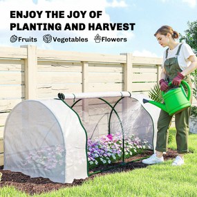 Outsunny Szklarnia z siatką PE, zimowa szklarnia foliowa ze stali, tunel foliowy 200 x 100 x 80 cm biały | Aosom PL