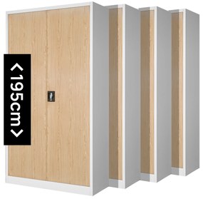Zestaw 4x biurowa szafa metalowa JAN H, 900 x 1950 x 400 mm, Eco Design: biała/ dąb sonoma