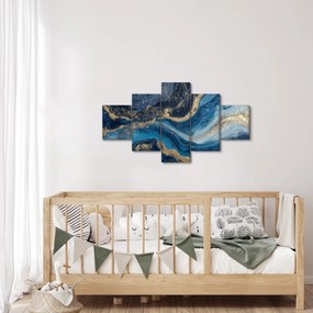 Obraz - Abstrakcyjny niebiesko-złoty marmur (125x70 cm)