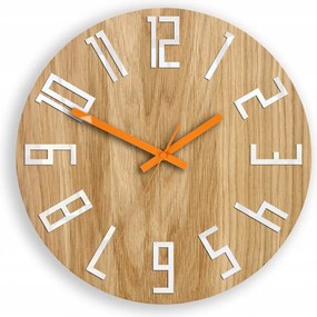 Zegar na ścianę nowoczesny drewniany z dużymi cyframi okrągły cichy loft