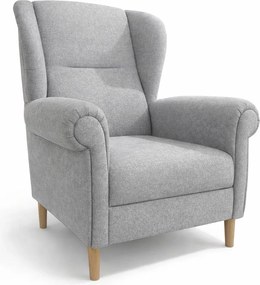 Jasnoszary fotel typu uszak Swan – Ropez