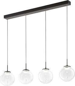 Ariel - Lampa wisząca Fabas Luce 4-punktowa - 28W ściemnialna dioda LED - Przezroczysta kula