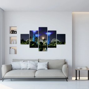 Obraz przedstawiający pełnię księżyca w ogrodach Singapuru (125x70 cm)