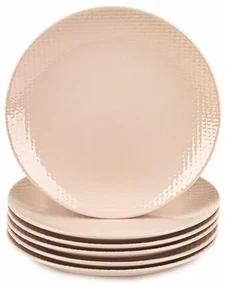 Orion Komplet talerzy płytkich Relief, 27,5 cm, 6 szt., różowy