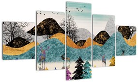 Obraz graficzny z jeleniem (125x70 cm)