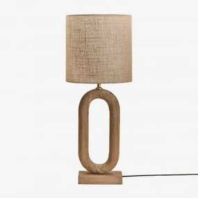 Lampa Stołowa Z Drewna Mango Tiberia Drewno Mango & Beżowy Len Ø30 Cm - ↑30 Cm Arlina - Sklum