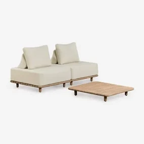 Zestaw Ogrodowy Z 2-częściową Sofą Modułową I Stolikiem Kawowym 95x95 Cm Z Akacji Portet Gardenia Biel - Sklum