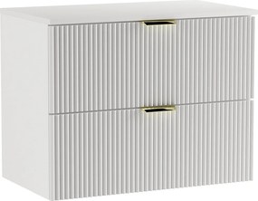 Szafka pod umywalkę WENA, ryflowane fronty, Willy, 80x60x47 cm, Biała