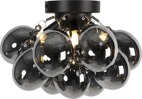 Inteligentna lampa sufitowa czarna z przydymionym szkłem 3-źródła światła z 3 WiFi G9 - Uvas