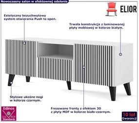 Biało-czarna szafka rtv z lamelami - Melis 9X