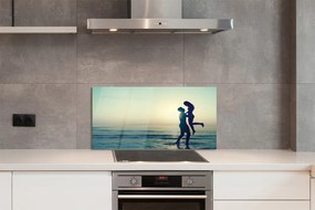 Panel szklany do Kuchni Ludzie nad Brzegiem Morza