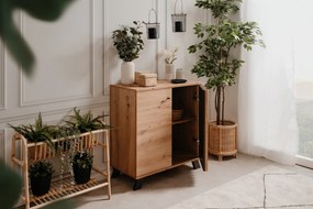 Dwudrzwiowa komoda z lamelami Medan 2D dąb artisan/antracyt