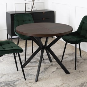 Stół Okrągły Rozkładany LUGO 90-190 cm Orzech/Czarny Loft
