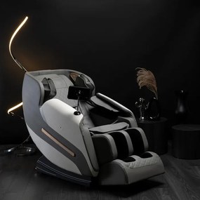 Fotel Masujący VX MAX Wypoczynkowy Relaksacyjny Szary Ekoskóra Nowoczesny