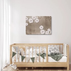 Obraz na szkle - Draperie z kwiatami (70x50 cm)