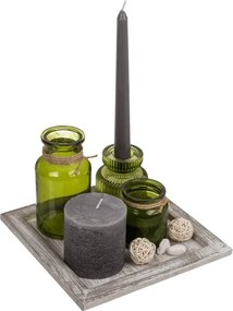 Dekoracyjna taca ze świecznikiem i świeczkami HYGGE 20x20 cm