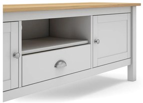 Biało-naturalna szafka pod TV z drewna sosnowego 158x53 cm Misti – Marckeric