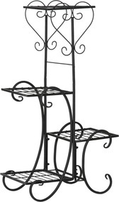 Outsunny Metalowy regał na kwiaty 4 poziomy do wnętrz i ogrodu Stabilny kwietnik na balkon Czarny 45x245x80cm | Aosom PL