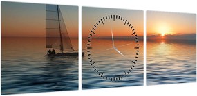 Obraz - Żaglówki na morzu (z zegarem) (90x30 cm)
