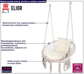 Kremowa huśtawka bocianie gniazdo z frędzlami - Stelli 4X