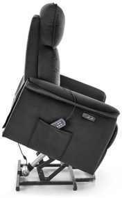 Fotel wypoczynkowy elektryczny pionizacja masaż rozkładany czarny SEMIR 2