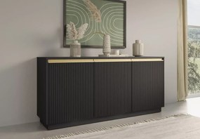 Komoda Miraza 3-drzwiowa 154 cm nowoczesna ryflowana MDF 6 półek